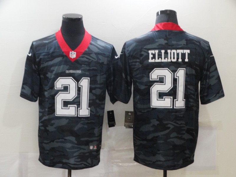 Men's Dallas Cowboys Ezekiel Elliott #21 Gray Camouflage Jersey